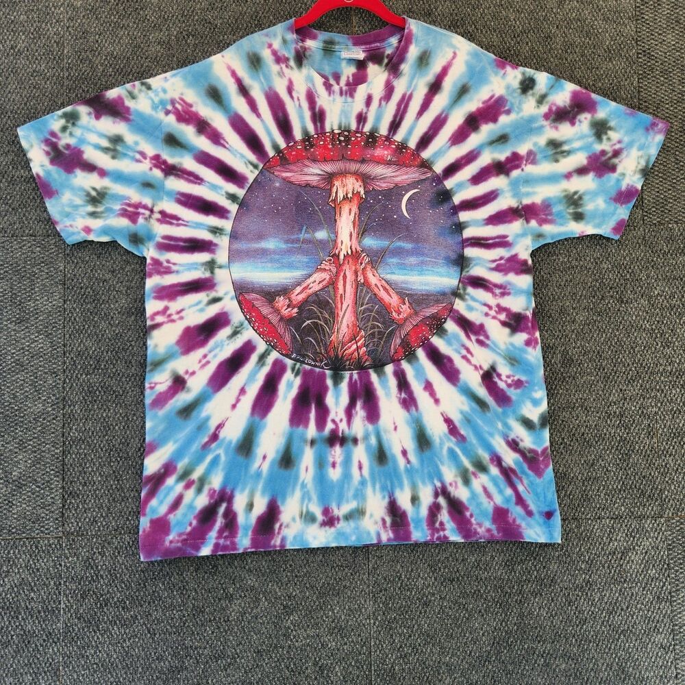 Vintage 1993 Peter Pracownik Peace Mushroom T Shirt Not Fade Away XXL Grateful